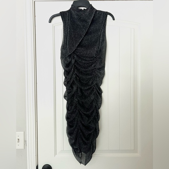 All Saints Tia Metallic Ruched Mini Dress - Picture 4 of 7